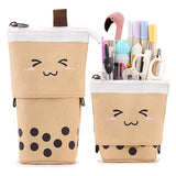 Telescopic Standing Pencil Case Cute Telescopic Pen Bag Coffee