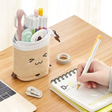 Telescopic Standing Pencil Case Cute Telescopic Pen Bag Coffee