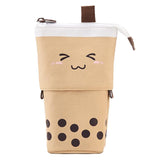 Telescopic Standing Pencil Case Cute Telescopic Pen Bag Coffee