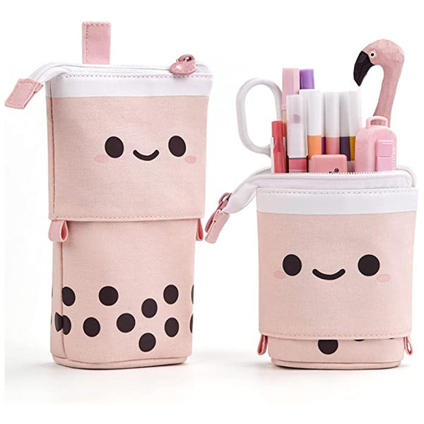 Telescopic Standing Pencil Case Cute Telescopic Pen Bag Pink