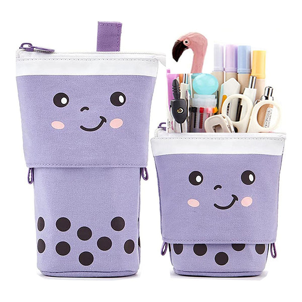 Telescopic Standing Pencil Case Cute Telescopic Pen Bag Purple