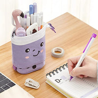 Telescopic Standing Pencil Case Cute Telescopic Pen Bag Purple