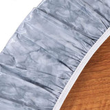 122CM Waterproof Wipeable Elastic Edge Round PVC Table Cloth Oilcloth Print Tablecloth for Kitchen Gray Marble Style