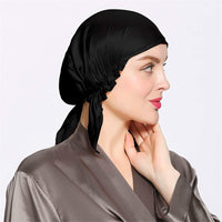 100% Mulberry Silk Night Cap Soft Sleeping Cap Hair Wrap Bonnet for Hair Care Black