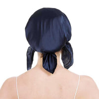 100% Mulberry Silk Night Cap Soft Sleeping Cap Hair Wrap Bonnet for Hair Care Navy