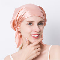 100% Mulberry Silk Night Cap Soft Sleeping Cap Hair Wrap Bonnet for Hair Care Pink