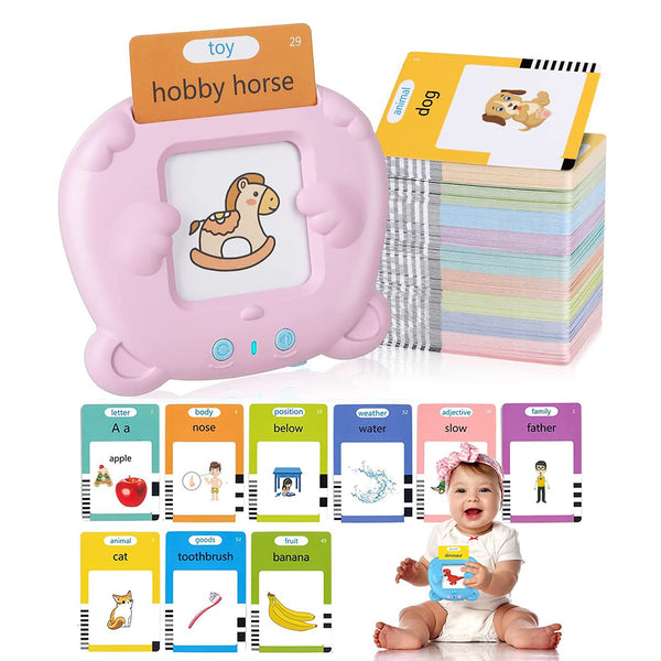 112Pcs Sight Words Talking Flash Cards with Card Reader Toddler Toys Learning Toys Pink