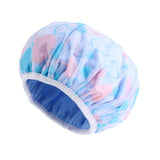 Double Layer Water-resistant Shower Cap Sleep Bath Hat Hair Care Blue