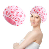 Double Layer Water-resistant Shower Cap Sleep Bath Hat Hair Care Pink