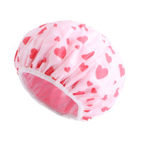 Double Layer Water-resistant Shower Cap Sleep Bath Hat Hair Care Pink