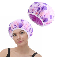 Double Layer Water-resistant Shower Cap Sleep Bath Hat Hair Care Purple