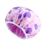 Double Layer Water-resistant Shower Cap Sleep Bath Hat Hair Care Purple