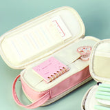 Zipper Pencil Case Pen Bag Organizer School Office Cosmetic Stationery Storage Pink