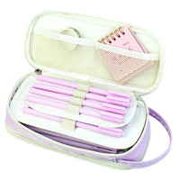 Zipper Pencil Case Pen Bag Organizer School Office Cosmetic Stationery Storage Purple