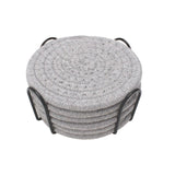 6Pcs Cup Coasters Set Heat Resistant Coaster Braided with Holder Light Grey