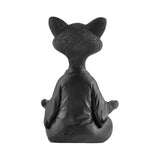 Happy Cat Figurine Meditation Yoga Ornament Home Garden Decoration Crafts Gifts Black