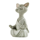 Happy Cat Figurine Meditation Yoga Ornament Home Garden Decoration Crafts Gifts Grey