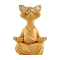 Happy Cat Figurine Meditation Yoga Ornament Home Garden Decoration Crafts Gifts Orange