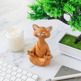 Happy Cat Figurine Meditation Yoga Ornament Home Garden Decoration Crafts Gifts Orange