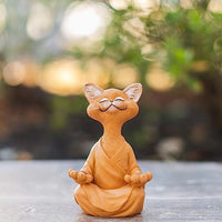 Happy Cat Figurine Meditation Yoga Ornament Home Garden Decoration Crafts Gifts Orange