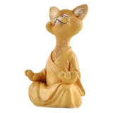 Happy Cat Figurine Meditation Yoga Ornament Home Garden Decoration Crafts Gifts Orange