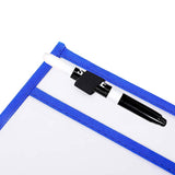 10Pcs Reusable Dry Erase Pocket Sleeves with Pen Sleeves Clear Sheet Protectors for Student Study Supplies