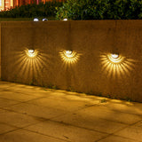 4Pcs Solar Fence Lights Outdoor Wall Lights Walkway Garden Patio Decorative Lighting-Warm Light