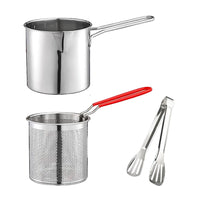 Stainless Steel Deep Fryer Pot with Strainer Basket and Tong Kitchen Cooking Pot