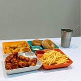 4Pcs Reusable Plastic Serving Platter with Sauce Holder Snack Plates Divided Party Trays