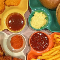 8Pcs Reusable Plastic Serving Platter with Sauce Holder Snack Plates Divided Party Trays