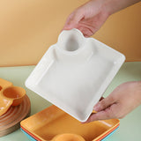 8Pcs Reusable Plastic Serving Platter with Sauce Holder Snack Plates Divided Party Trays