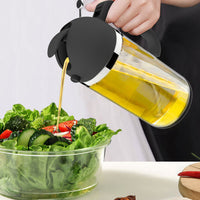 2-in-1 Oil Dispenser Oil Sprayer 550ml Oil Container with Scale for Cooking Kitchen Black