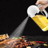 2-in-1 Oil Dispenser Oil Sprayer 550ml Oil Container with Scale for Cooking Kitchen White