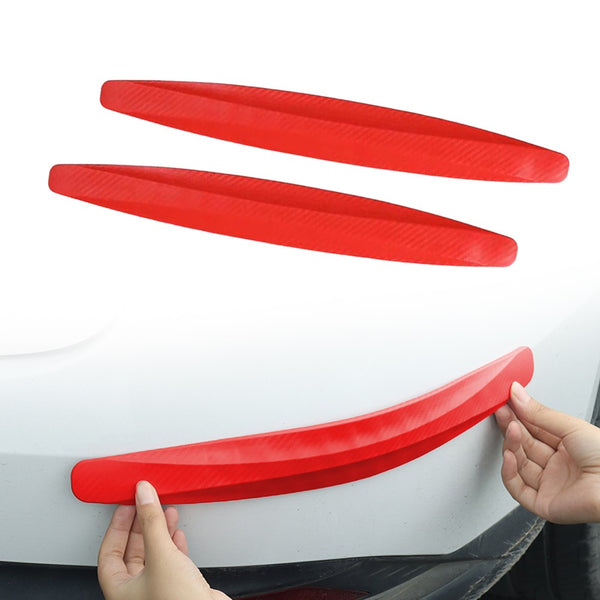 2pcs Universal Rubber Anticollision Car Corner Bumper Guard Protector Anti-Scratch Strips Sticker Red