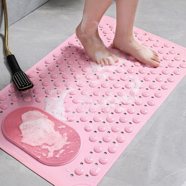 Bathtub Mat Non-Slip Shower Mat Bathroom Feet Massage Floor Mat Pink