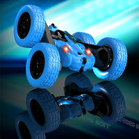 2.4Ghz Reversible RC Stunt Car Remote Control Toy Car with LED Lights Blue