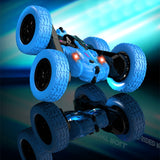 2.4Ghz Reversible RC Stunt Car Remote Control Toy Car with LED Lights Blue