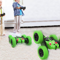 2.4Ghz Reversible RC Stunt Car Remote Control Toy Car with LED Lights Green