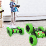 2.4Ghz Reversible RC Stunt Car Remote Control Toy Car with LED Lights Green