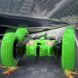 2.4Ghz Reversible RC Stunt Car Remote Control Toy Car with LED Lights Green