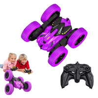 2.4Ghz Reversible RC Stunt Car Remote Control Toy Car with LED Lights Purple