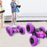 2.4Ghz Reversible RC Stunt Car Remote Control Toy Car with LED Lights Purple