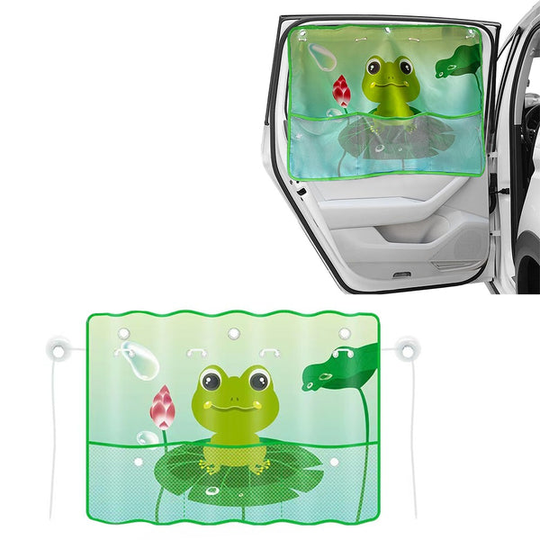 Car Rear Window Sun Shade for Baby Car Window Curtain with Net Pocket Green