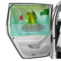 Car Rear Window Sun Shade for Baby Car Window Curtain with Net Pocket Green