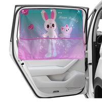 Car Rear Window Sun Shade for Baby Car Window Curtain with Net Pocket Pink