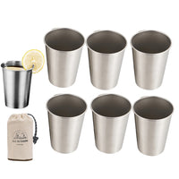 6Pcs 350ml Stainless Steel Drinking Cups Portable Stackable Camping Cups