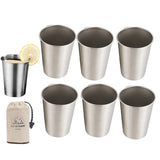 6Pcs 350ml Stainless Steel Drinking Cups Portable Stackable Camping Cups