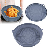 2Pcs Round Foldable Air Fryer Silicone Pot Reusable Baking Tray Basket Mat Oven Accessories