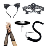 Black Cat Costume Set for Women Halloween Decoration Queen Crown Style