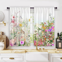 Pair of Kitchen Curtains Room Door Blackout Curtains Home Decor Multi-color